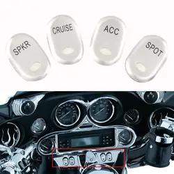 Motorcycle Brushed Panel Switch Button Covers Cap Silver 4pcs For Harley Davidson Touring Road Electra Glide FLHT FLTR FLHX New