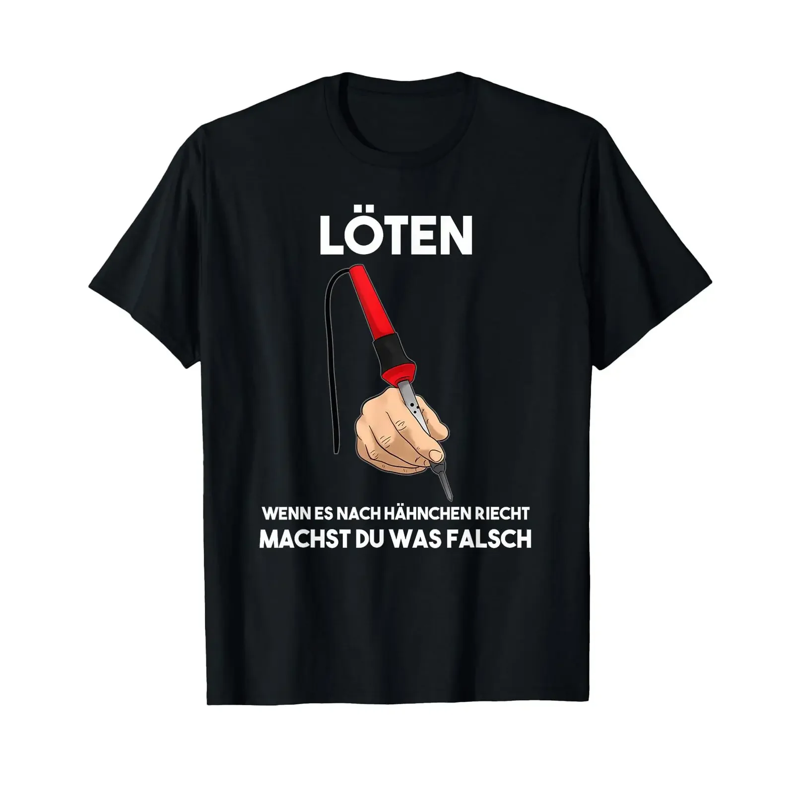 T-Shirt mit deutschem Text: Wenn es nach Hähnchen riecht, machst du was falsch? Schwarze Vintage Washed Soft Designer-Kleidung