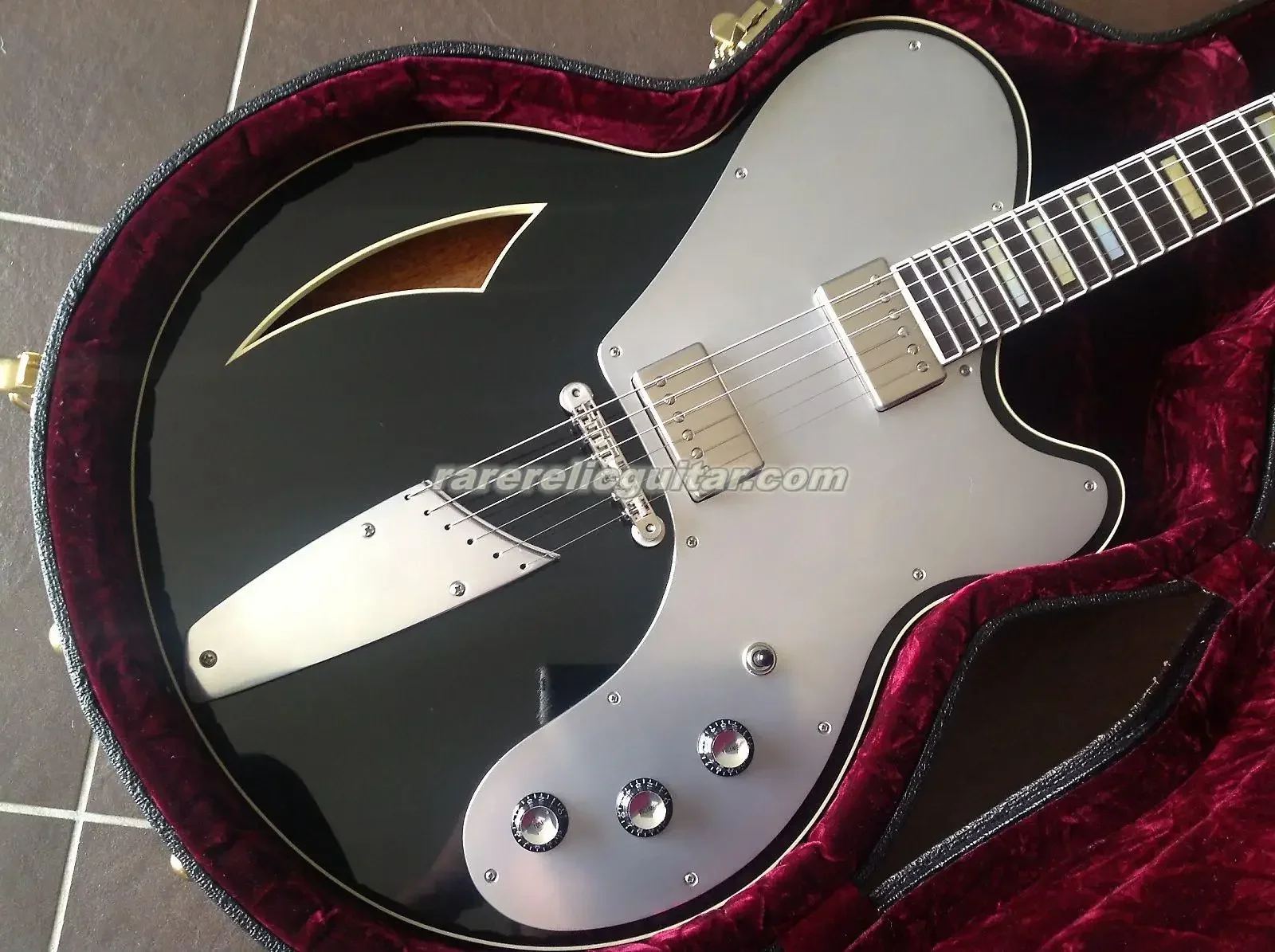 In Stock BELAIRE Josh Homme Queens of Stone Black Jazz Electric Guitar Motor Semi Hollow Body, Grover Imperial Tuners, Aluminum