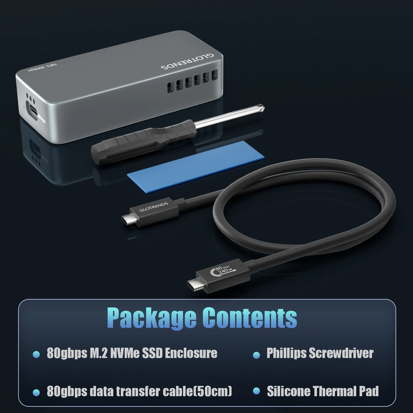 80Gbps M.2 NVMe SSD-Gehäuse, Kompatibel mit Thunderbolt 5/4/3/USB4 – Detail 7