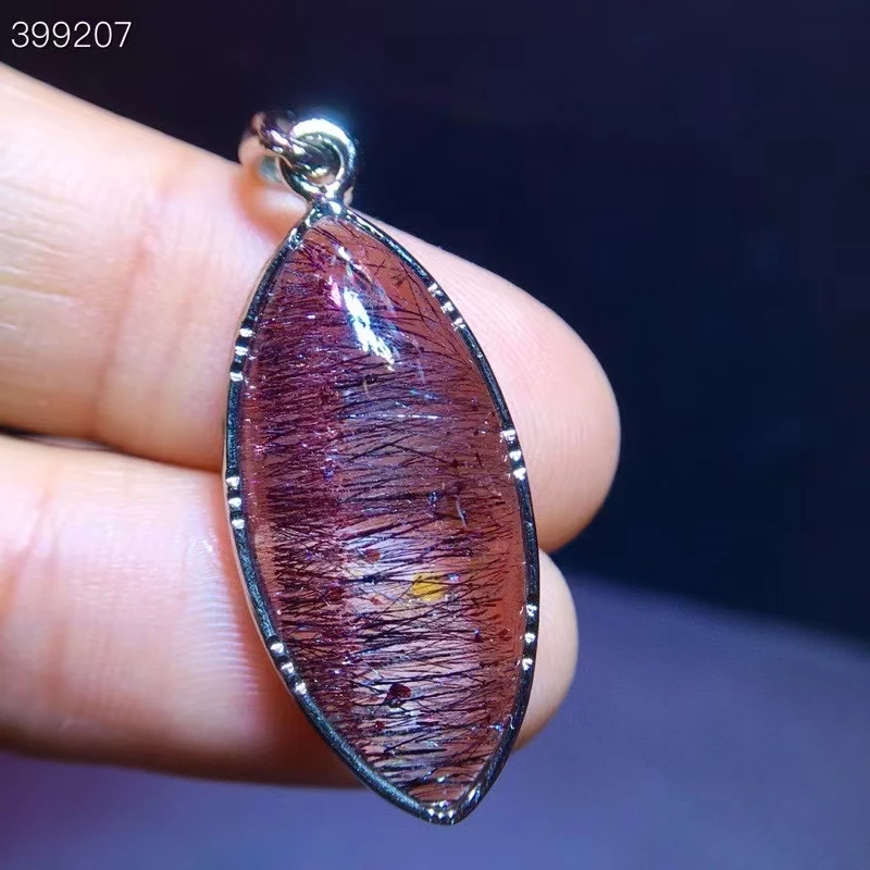 Natural Red Super Seven 7 Red Rutilated Quartz Pendant Brazil Super Seven 26/11.7mm Necklace AAAAA