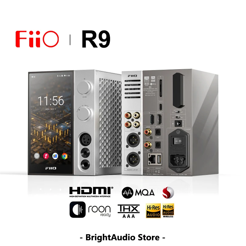 

FiiO R9 Android Media streamer Network Player Full Decoder USB DAC AMP dual ES9038PRO chips MQA DSD512 PCM768k Bluetooth LDAC