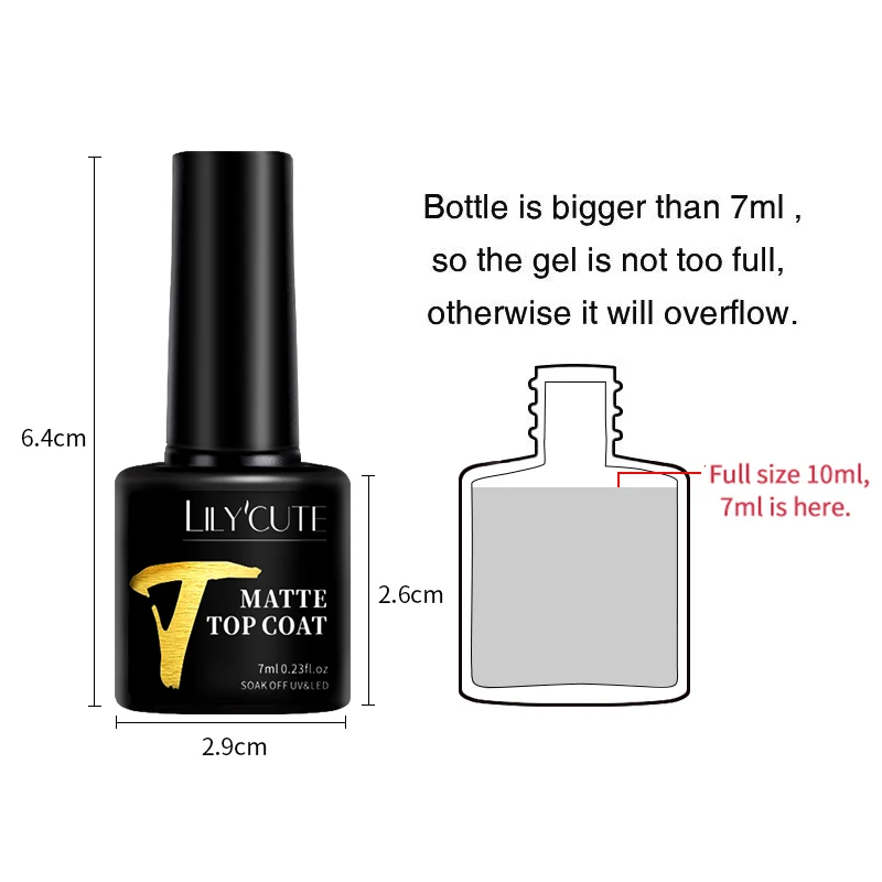 LILYCUTE 7ML Matte Top Coat  Base And Top Coat No Wipe Gel Nail Polish Vernis Semi Permanent UV Nail Gel Polish Nail Art Tools