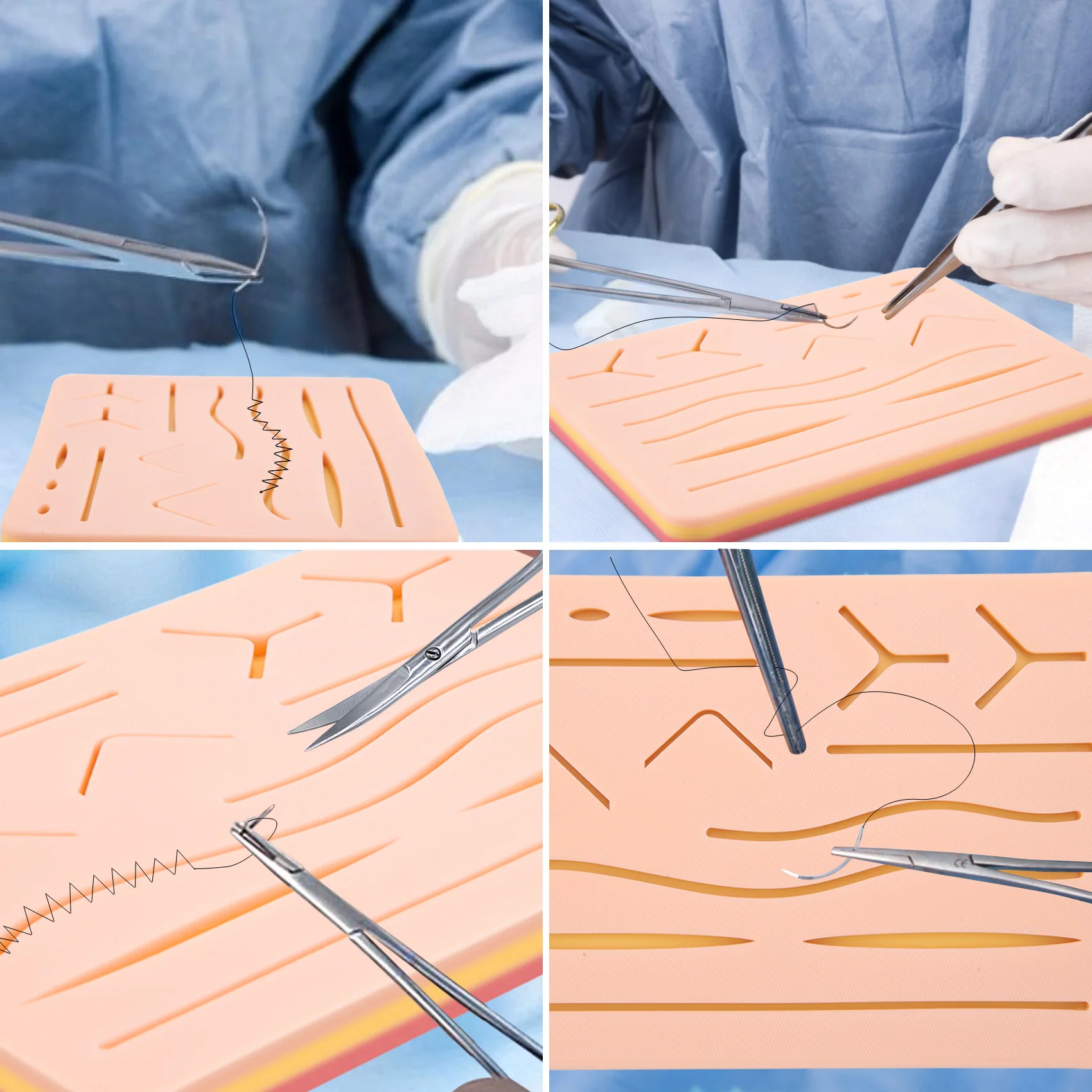 AED6-Upgraded Large 3-Layer Suture Pad With Wounds For Practicing Suturing - Not Easily Separate, Tear Or Rip