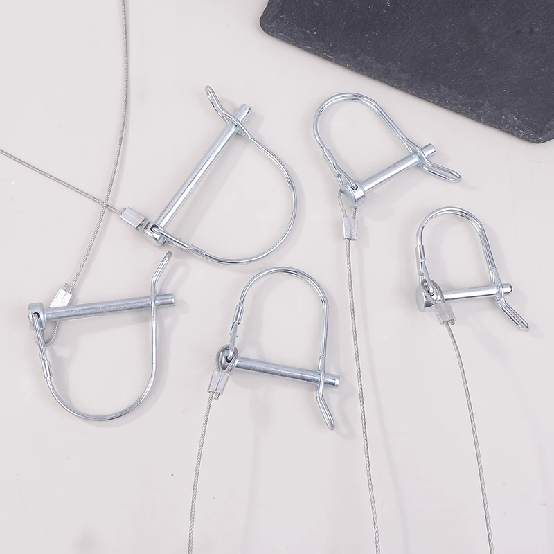 Home Stainless Steel Round Arch Wire Shaft Lock Pin With Anti-lost Rope Coupler Pins Retainer For Farm Trailer Garden