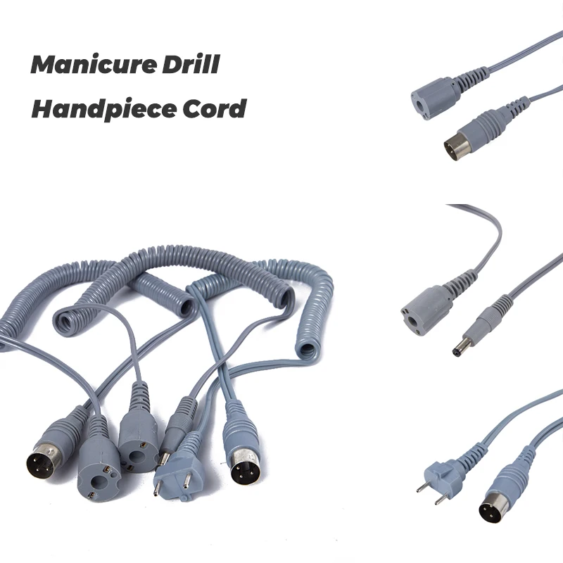 Gray Handle Handpiece Power Cord Replacement Wire Durable Cable For Electric Nail Drill Professional Manicure Machine Supply