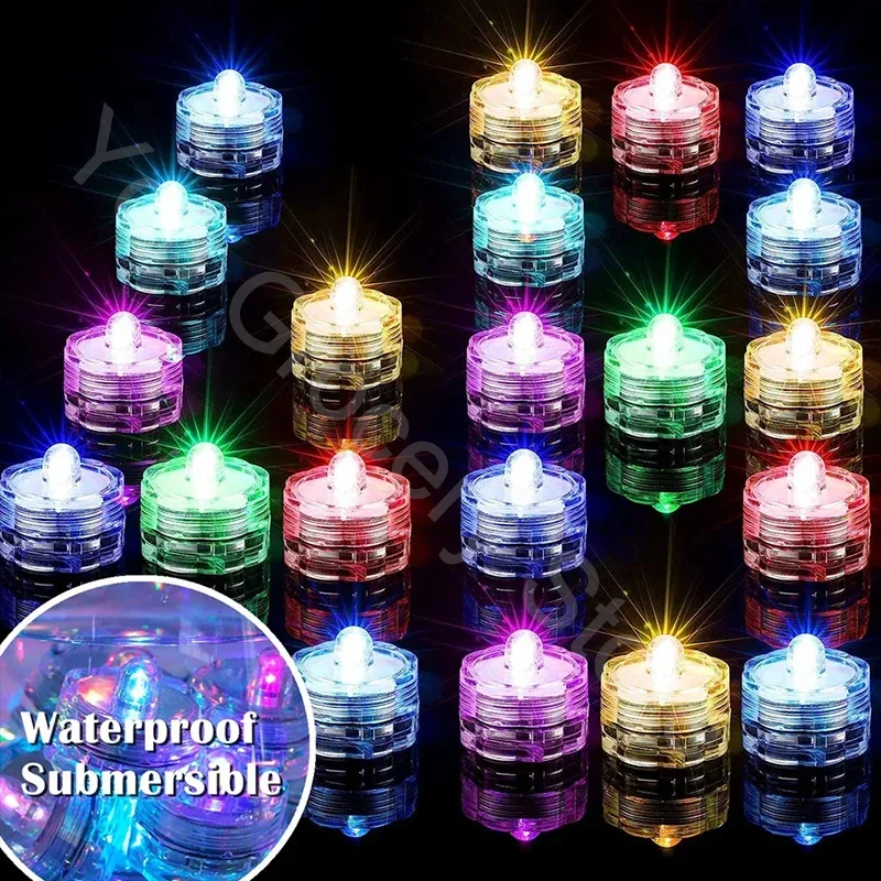 13 Color Changing LED Underwater Lights Remote Battery Operated Submersible RGB Tea Lamp for Pool Party Wedding Decor