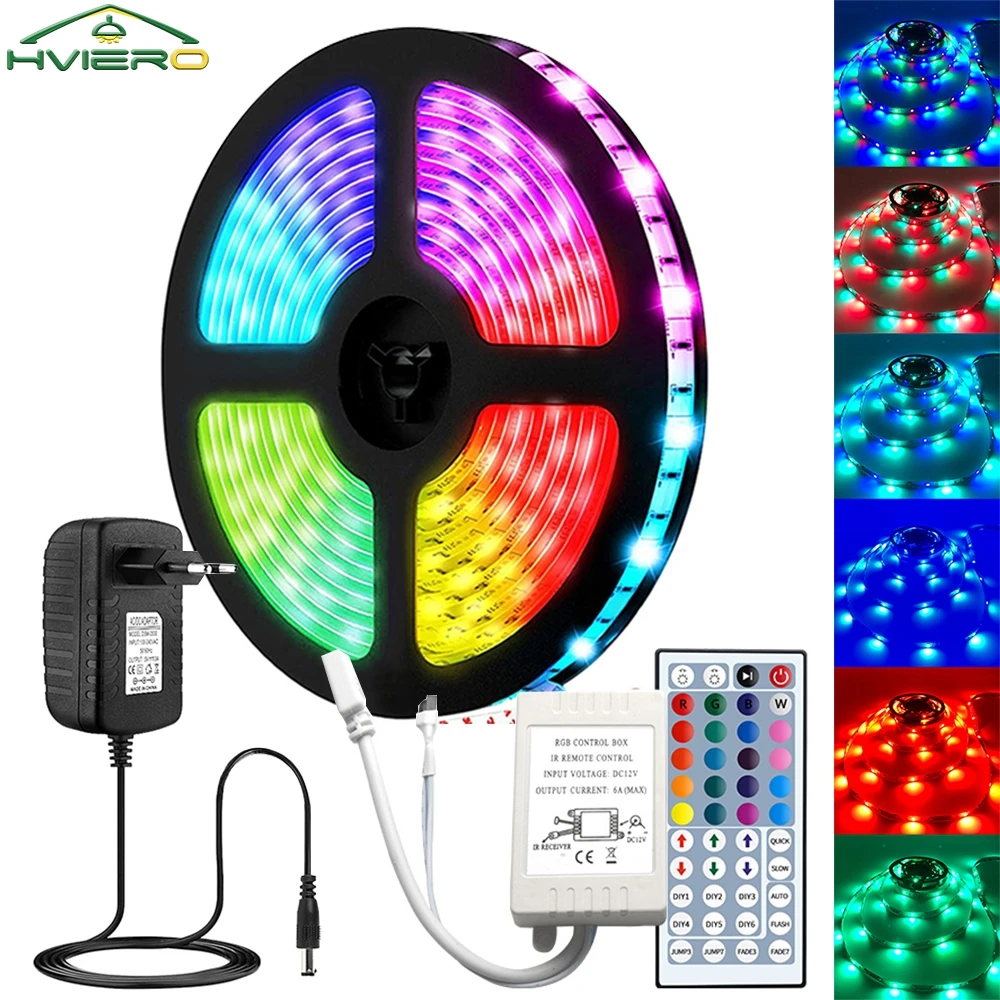 

LED TV Backlights DC 12V LED Strip Lights 17/20/24/44Key Remote 2835 RGB Color Changing Lights for Bedroom Party Atmosphere Lamp