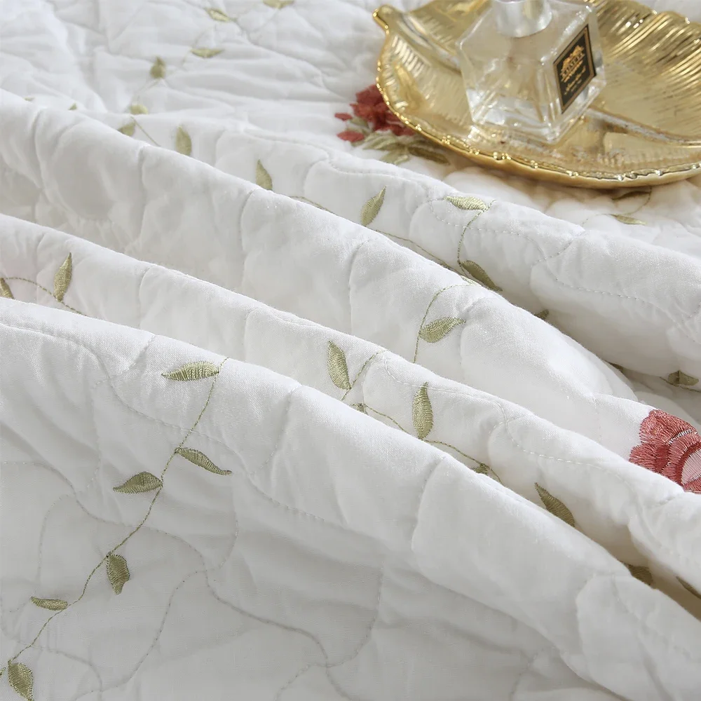 3 stks katoenen sprei op het bed dubbele spreien en dekbedden rose Geborduurde Matras topper euro Paar bed quilt set