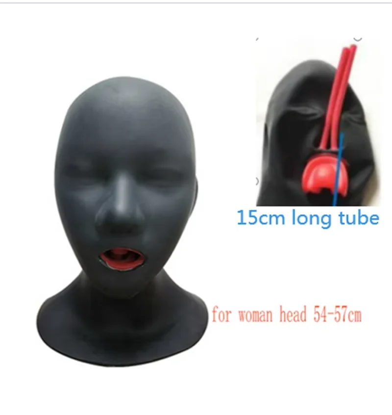 غطاء محرك السيارة من اللاتكس مع أنبوب أنف قصير/طويل مغلق قناع مطاطي من اللاتكس غطاء رأس ثقيل من اللاتكس للرجال والنساء #5