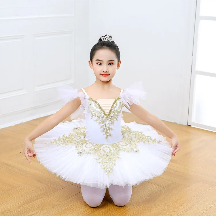 Girls Ballet Tutu Tulle Dress Professional Swan Lake Ballerina Pancake Tutu Adult Child Ballet Dress Kids Dance Costume Leotard