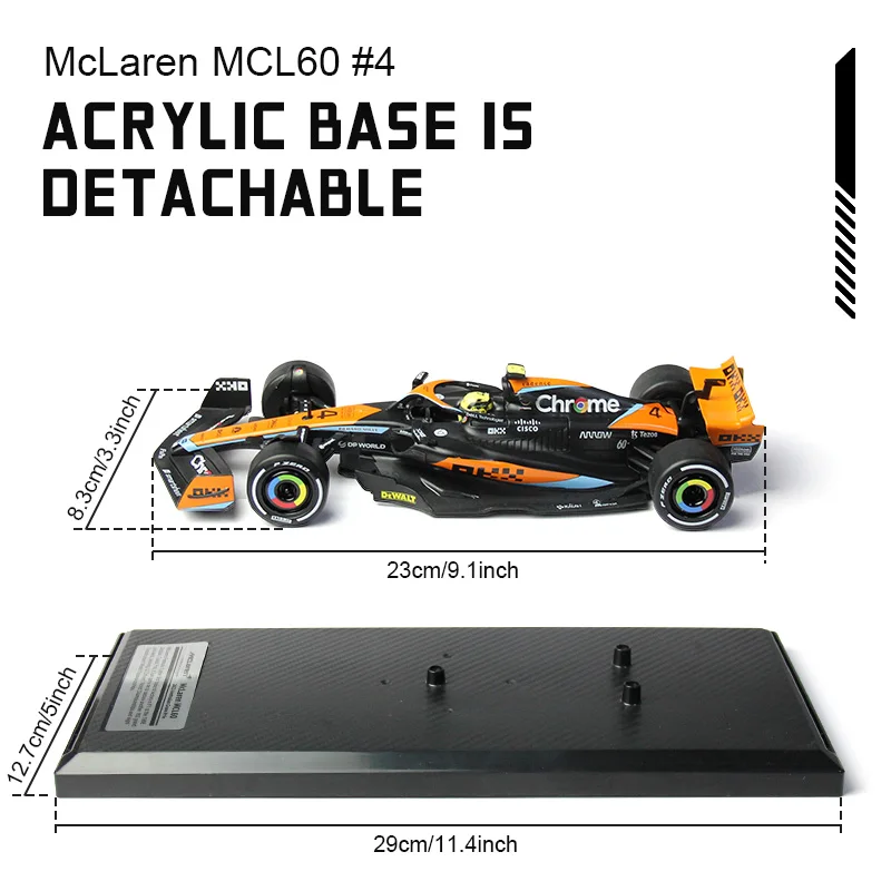 1:24 Scale 2023 F1 McLaren MCL60 #4 Lando Norris #81 Oscar Piastri Formula 1 Racing Model Alloy Diecast Car Collection Gifts Toy