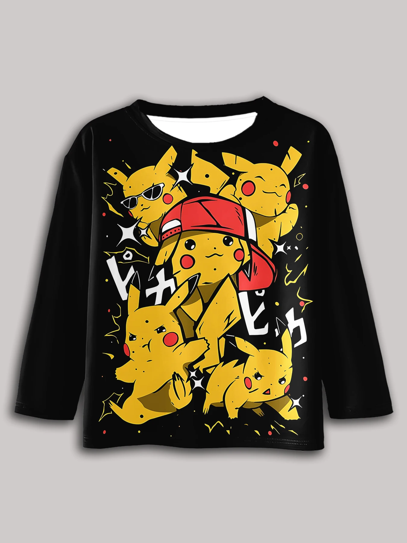 تي شيرت Pikachus بطباعة ثلاثية الأبعاد للأطفال بأكمام طويلة ملابس ربيع الخريف كاجوال برقبة دائرية للأولاد والبنات #2