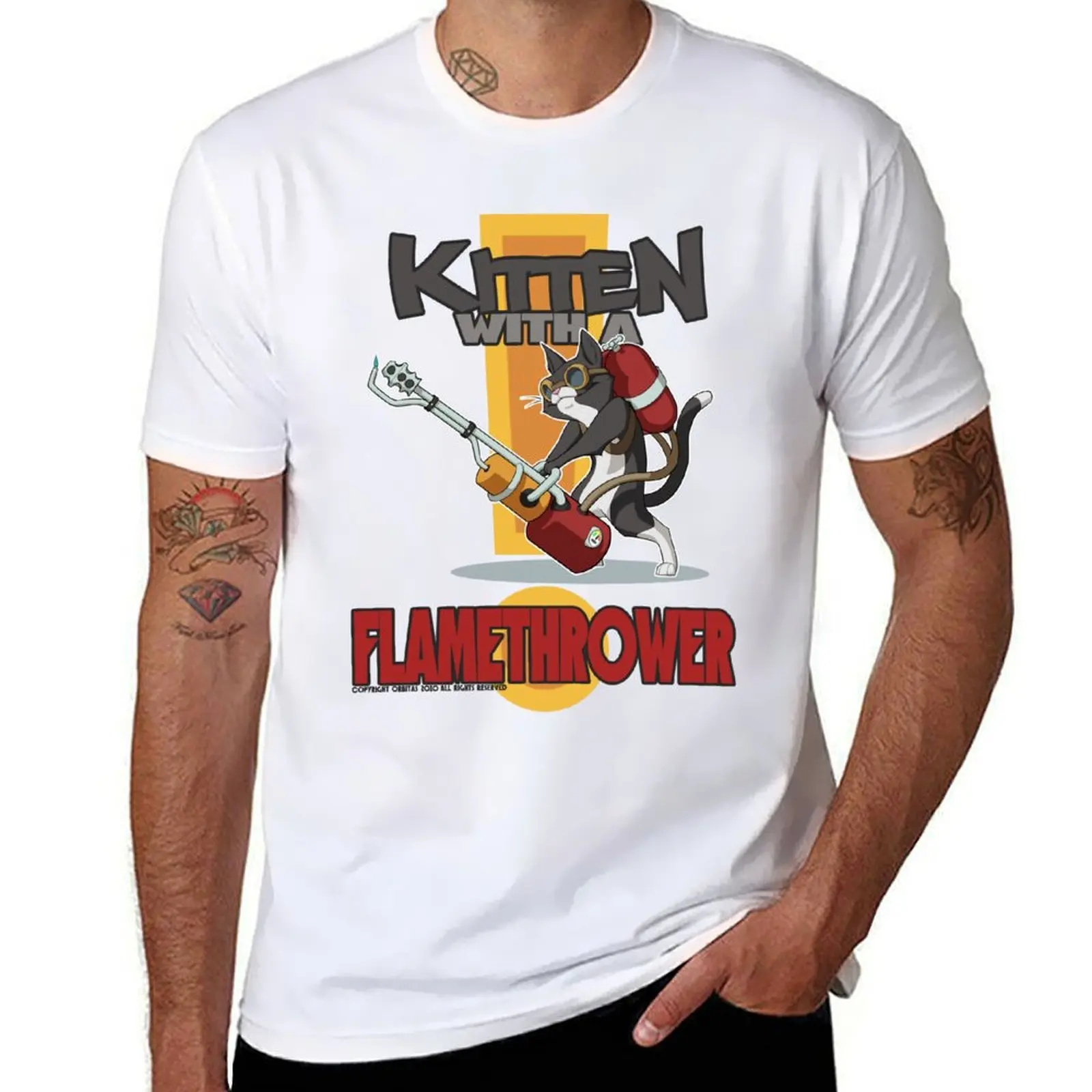 

Футболка с изображением огнемета, футболки с изображением котенка, аниме, 100% хлопок с