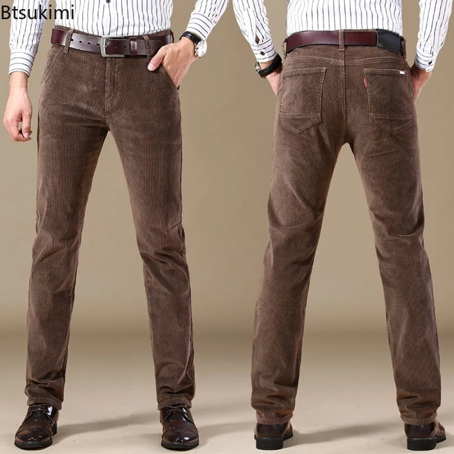 2025 New Winter Six Color Men Thick Corduroy Casual Pants Business Style Fashion Stretch Regular Fit Trousers Male Brand Clothes