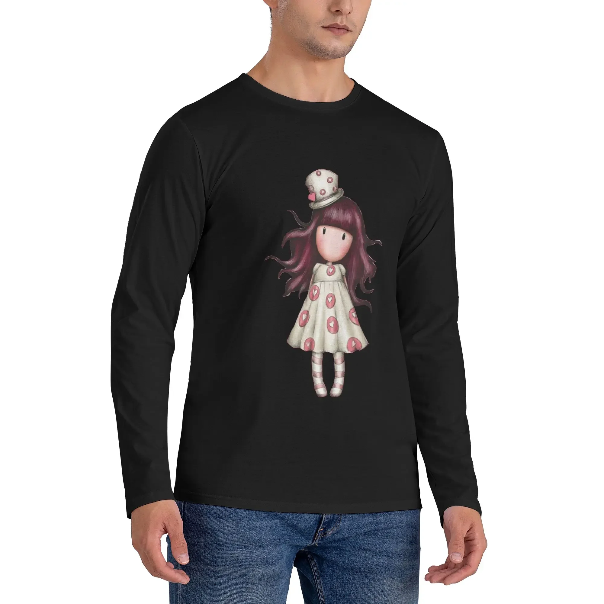 

Gorjuss Santoro, Hat Men's Long Sleeved T-shirt Casual Round Neck T shirts Spring and Autumn Men tops