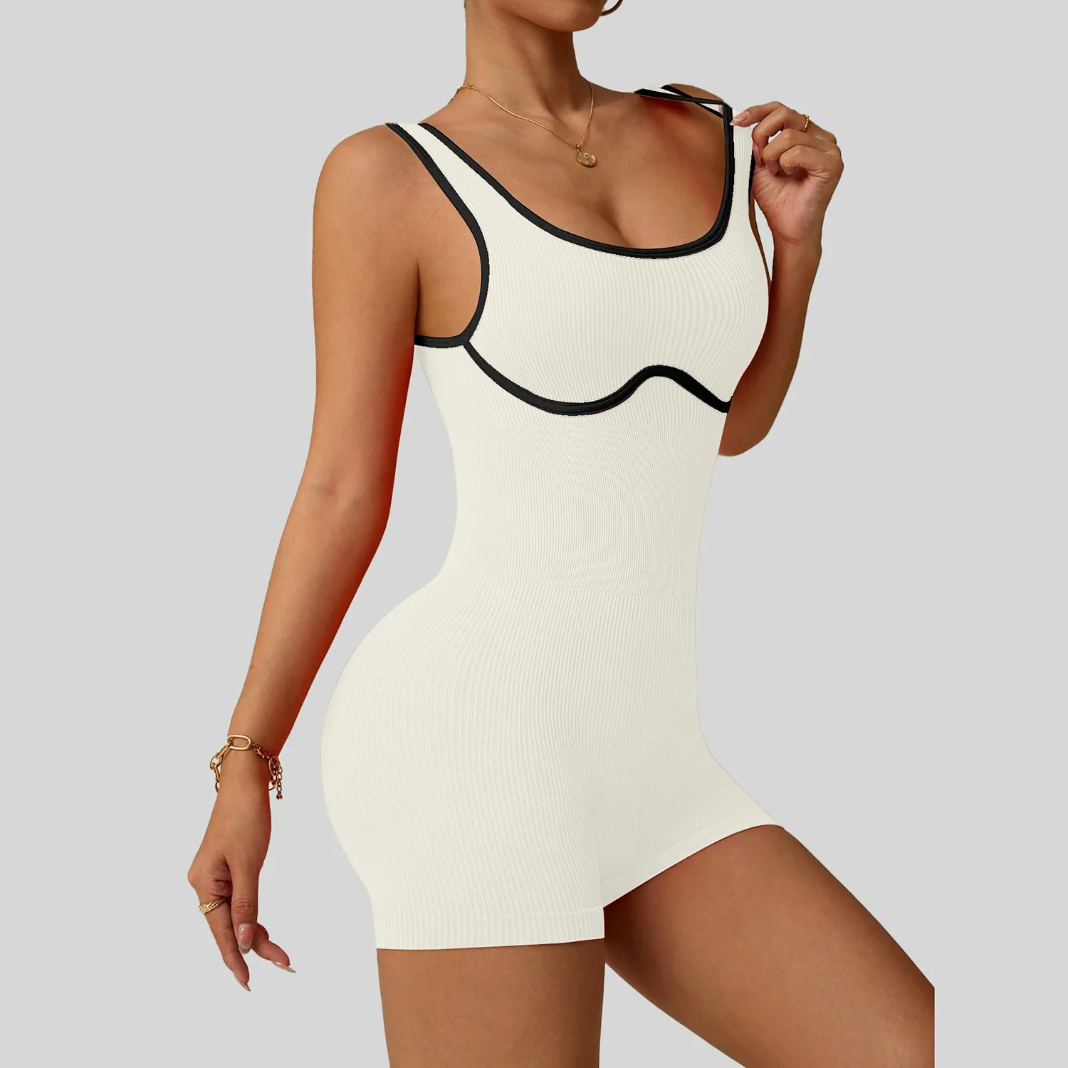 レディース耐衝撃カラーブロックヨガボディスーツシームレス彫刻ハイインパクトワークアウトタイトジムフィットネスアクティブウェア通気性ヨガ