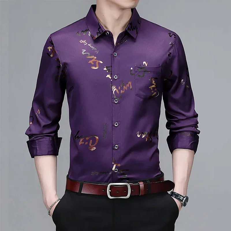 Men\'s Casual and Fashionable Long Sleeved Printed Shirt, Non Ironing and Wrinkle Resistant Business Top