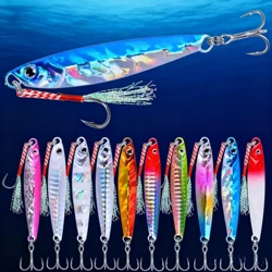 10pcs Metal Jig 7g 10g 14g 17g 21g 28g 40g Sea Shore Casting Jigging lures Jigs Spoon Saltwater Fishing lure Set Artificial Bait