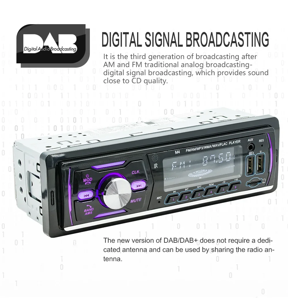 ESSGOO-Auto-Multimedia-Player, Autoradio, 1 Din, MP3, DAB, RDS, AM, FM-Stereoradio, 7-Farben-Taste, Bluetooth, Zentral, Audio