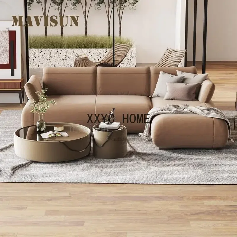

Modern And Simple Fabric Sofa Italian Style Small Apartment Corner Light Luxury With Chaise Longue Designer Custom Home