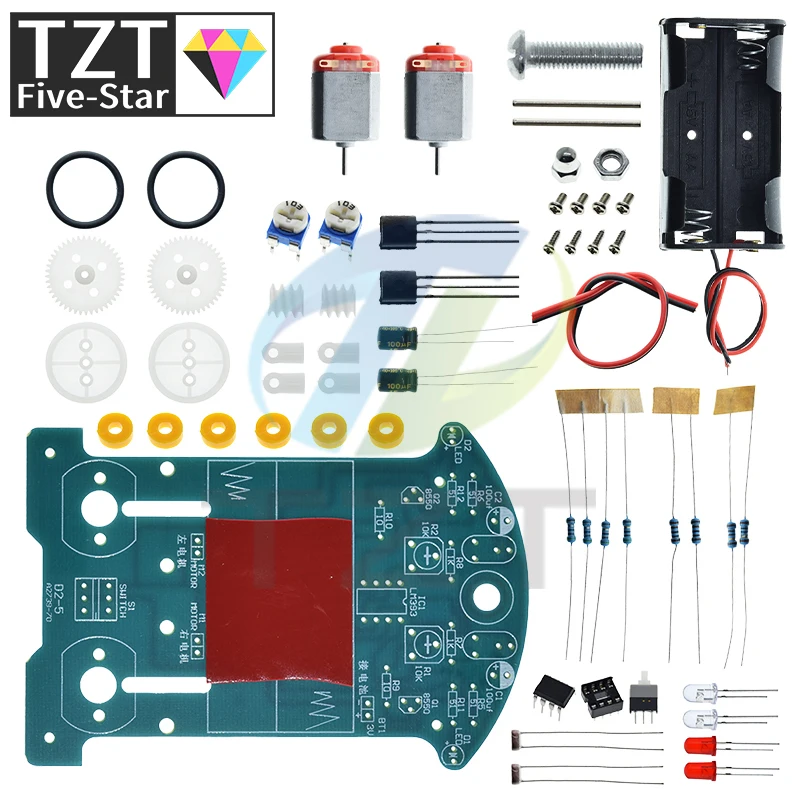 TZT D2-5 DIY Kit Intelligent Tracking Line car suite DC motor Electronic production assembly smart car patrol automobile parts