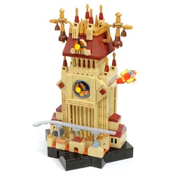 Classic Kingdomed Hearts Twilighted House Building Blocks Suit Micro Game Train Station Clock Bell Tower Architecture Toys Kids