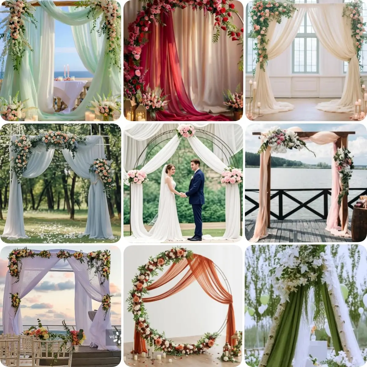 

Wedding Arch Draping Fabric, Sheer Drapes Outdoor Curtain for Wedding Ceremony Baby Bridal Shower Arch Ceiling Backdrop Decor