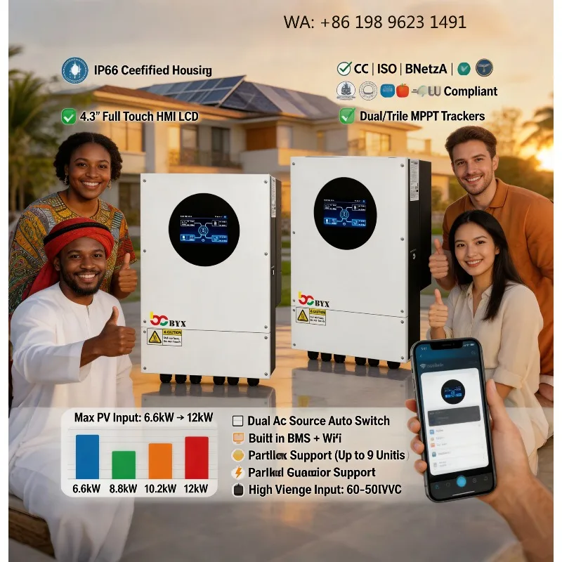 5KW-16KW IP66 Single Phase On Off Grid Hybrid Solar Inverter 48V MPPT Business Solar Energy System