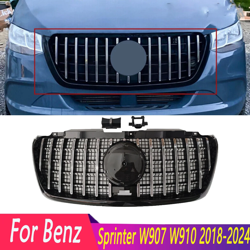 GT Style Front Grille For Mercedes Benz Sprinter W907 W910 2018 2019 2020 2021 2022 2023 2024