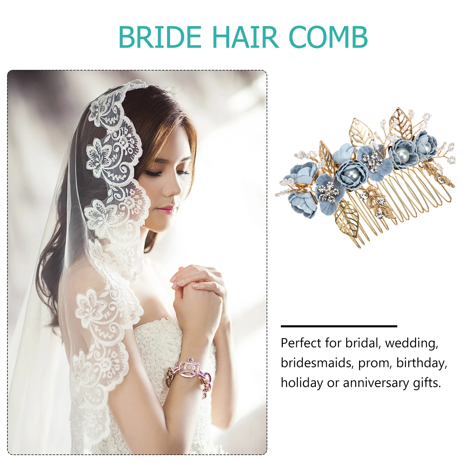 

Flower Bridal Insert Lightweight Comfortable Insert Wear Prom Wedding Flower Hair Comb Bride Hair Comb Gifts