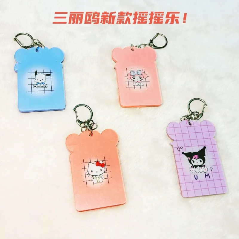 Cute Sanrio kuromi My melody HelloKitty new creative cartoon pattern acrylic keychain shaker double-sided pendant jewelry gift