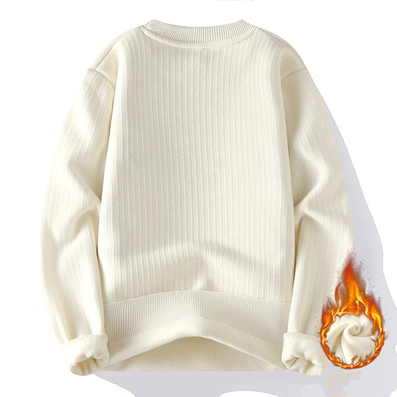 أنيق بلون جولة الرقبة سترة رجالي جديد الخريف الشتاء سميكة الدافئة تريكو قاعدة طبقة أعلى تريكو للذكور