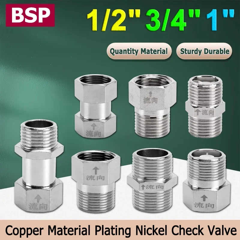 

1/2" 3/4" 1" Check Valve Copper One-way Check Pipe Fitting Connector Male/Female Thread Joint Toilet Water Water Heater Adapter