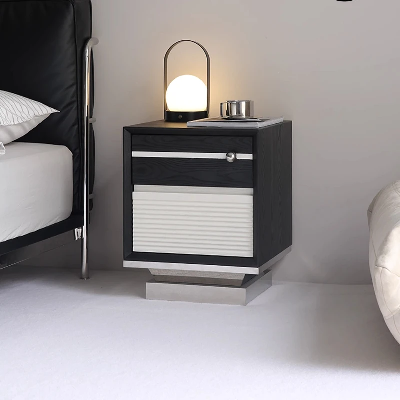 

Sugar cube bedside table Solid wood side cabinet Cherry wood medieval bedroom Bauhaus small apartment with narrow storage