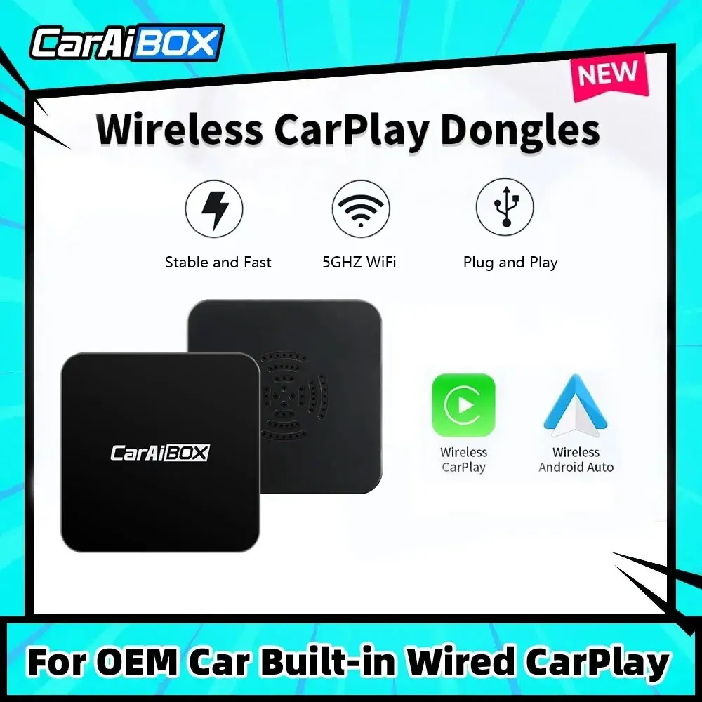 CarAIBOX Wireless CarPlay Android Auto Adapter Smart AI Box Plug and Play