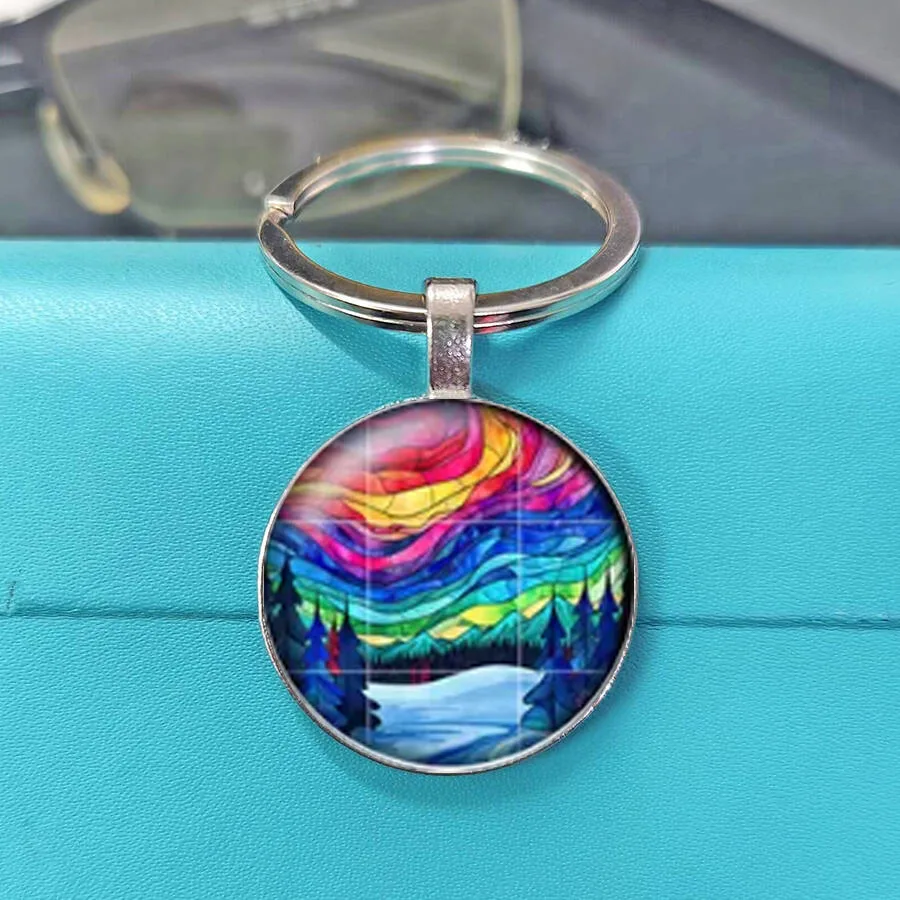 Hot Selling Aurora Northern Lights Stained Glass Keychain, Multipurpose Charm For Bags, Car Keys, Travel Gifts, Home Decor