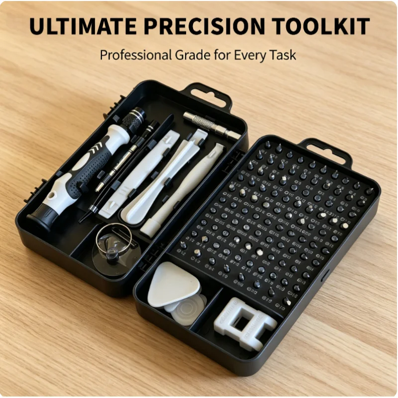 Conjunto de Chaves de Precisão Magnéticas 115 em 1, Mini Kit de Ferramentas para Reparos em Telefone, Laptop, PC e Manutenção Doméstica