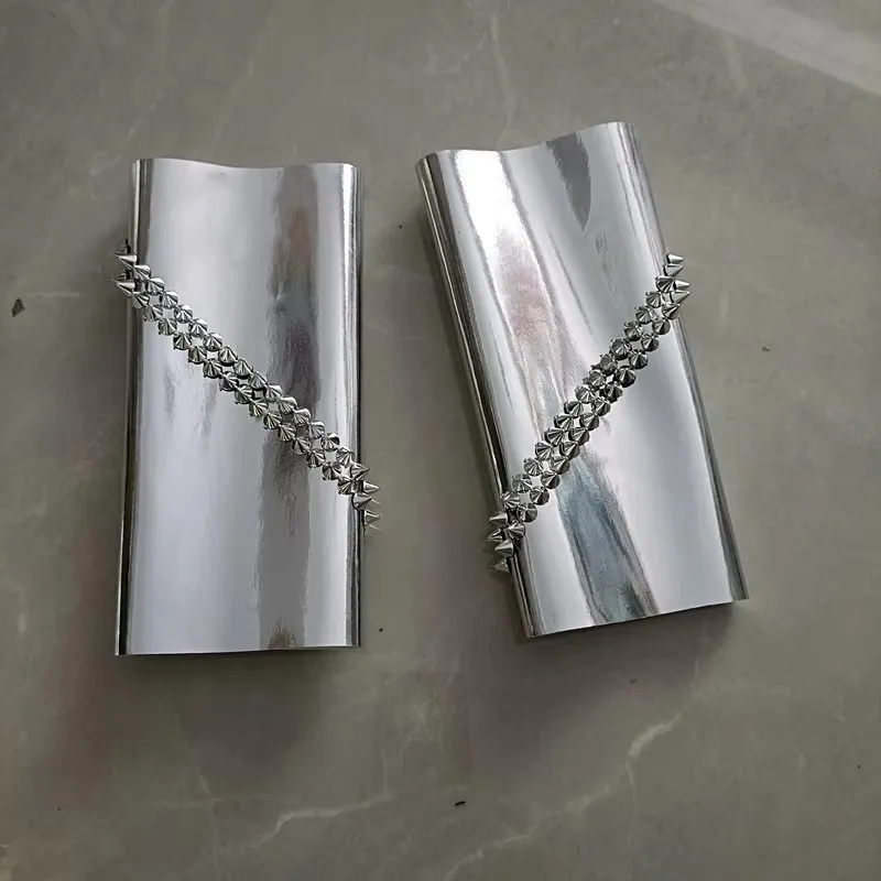 الذكور النساء الذهب والفضة الجلود برشام الذراع كم قفازات هالوين تأثيري اكسسوارات راقصة الكفة مرحلة الأداء المرحلة #4