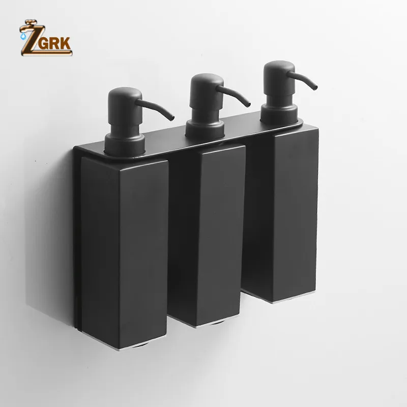 ZGRK Stainless Steel Soap Dispenser Hand Liquid Soap Dispenser Squeeze Wall-mounted Hotel Bathroom Detergent Dispenser 3 in 1