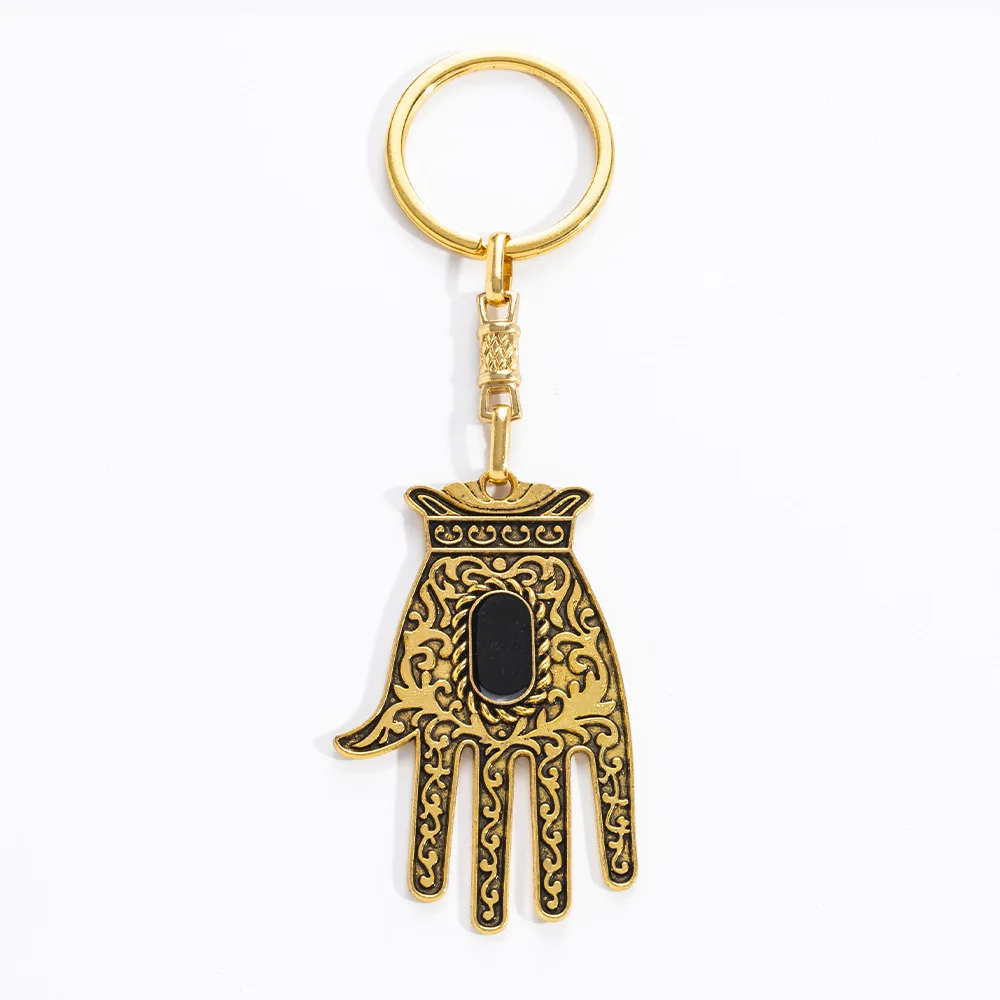 Devil's Eye Palm Keychain, Moroccan series alloy pendant accessory, fashionable and retro keychain, bag pendant