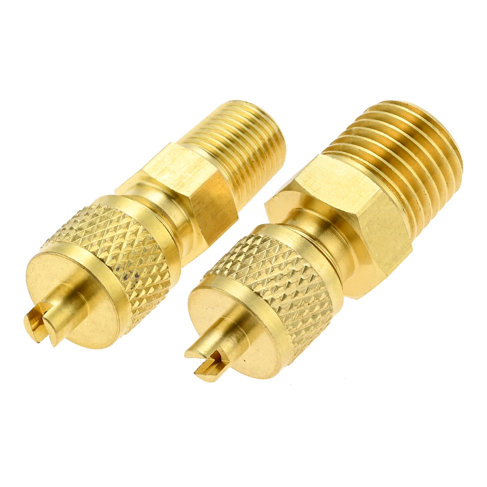 1/4 SAE Male to 1/8NPT Female Thread Tubing Adapter Hose Connector Fittings with Valve Core for Air Conditioner Refrigeration