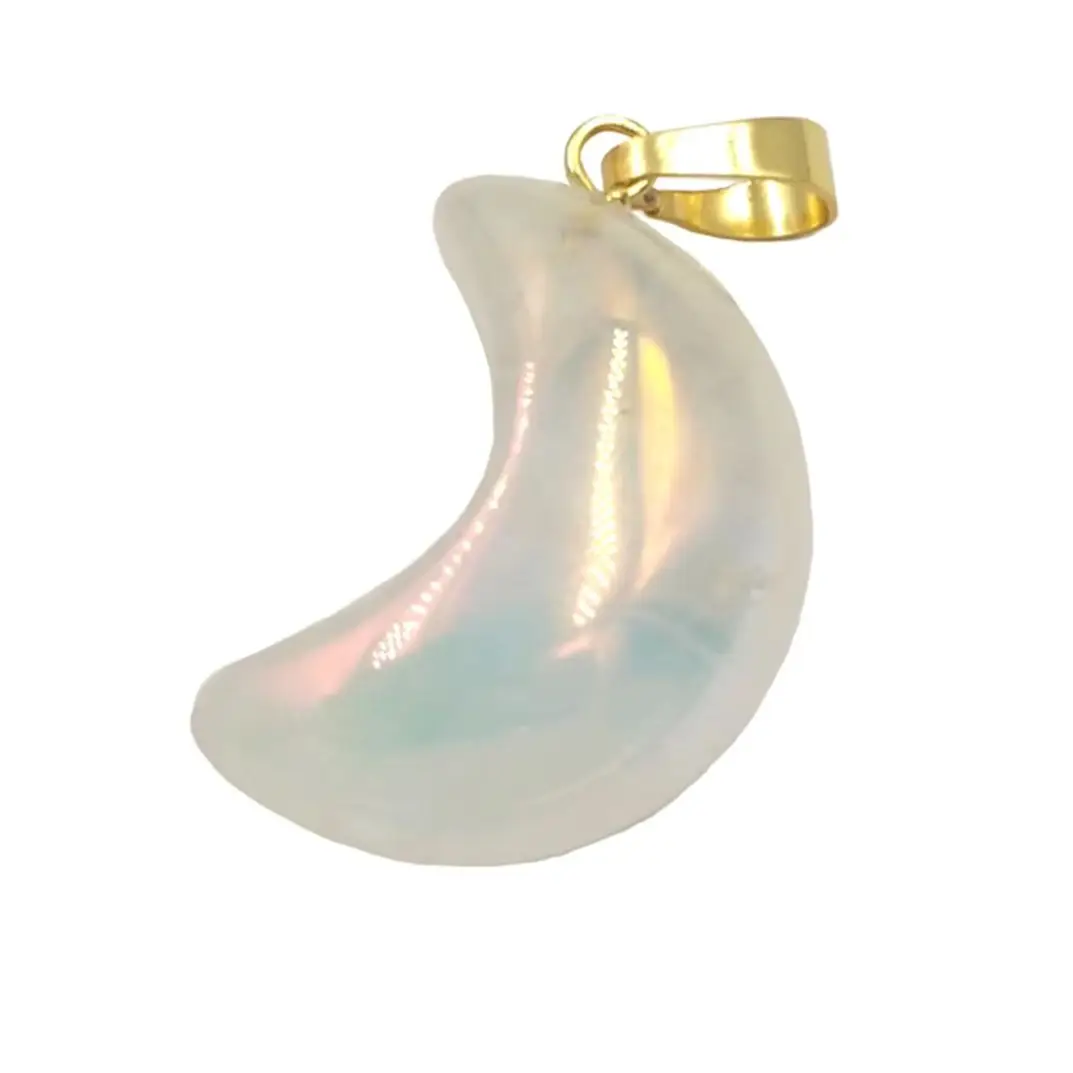 WT-P1708  Procurement Small new aura  quartz amethysts moon shape pendant two colors pendant necklace earrings accessories