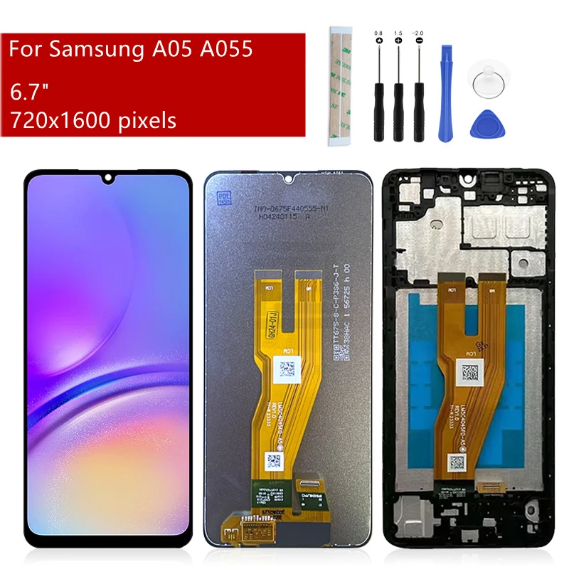 

For Samsung Galaxy A05 Display LCD Touch Screen Digitizer Assembly With Frame For Samsung A055 Lcd Replacement Parts 6.7"