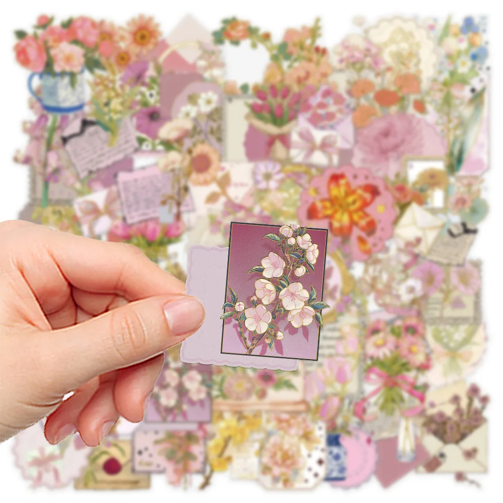 

50PCS Flower Gold Stamping Decorative Stickers DIY Guitar Refrigerator Phone Laptop Water Cup Skateboard‌ Waterproof Stickers