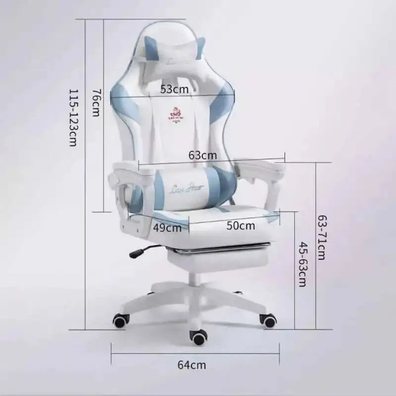 Chair Aesthetic Blue Comfortable Oficina Footrest Kawaii Gaming Office Luxury Girls Chair Sillas De Ergonomic Furniture Pillow