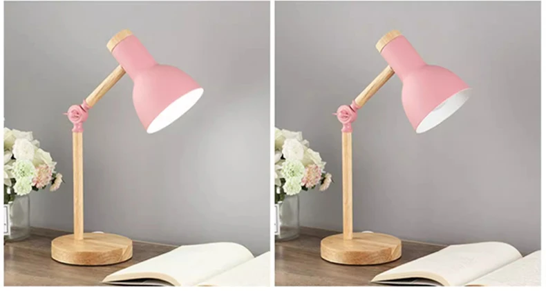 Nordic Decorative Eye Protection Small Table Lamp Modern Simple Cute Exquisite Bedroom Desk Bedside Lamp Girl Macaron Wood Lamp