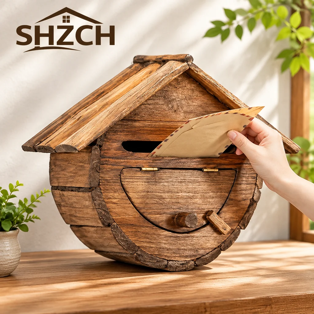 Thai Retro House Mailbox Villa Water and Electricity Bill Box Hanging Wall Outdoor Rainproof Suggestion Box Garden Supplies