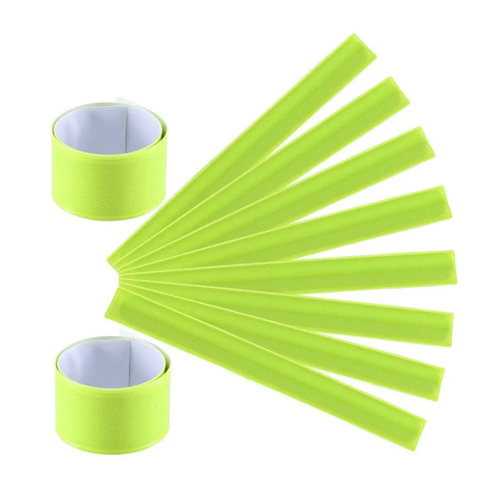

10Pcs Reflective Wrist Bands High Visibility PVC Slap Bracelets Adjustable Safety Armbands for Night Running Jogging Hiking