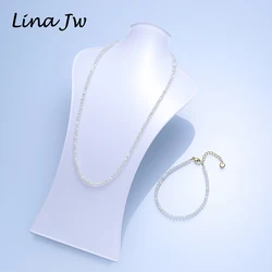 2 mm/3 mm Natural Mother Of The Pearl Bead Set Necklace for Women Bracelet on Hand Jewelry On The Neck Choker Party  Luxury Gift